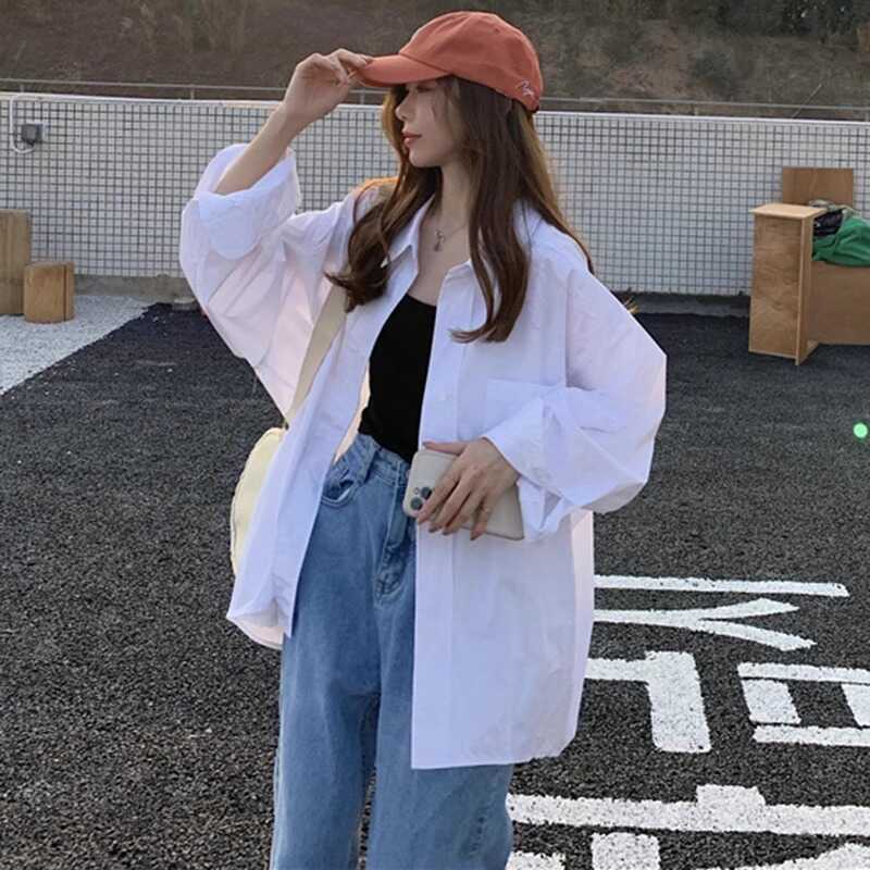 衬衫白色防晒显瘦长袖早秋宽松