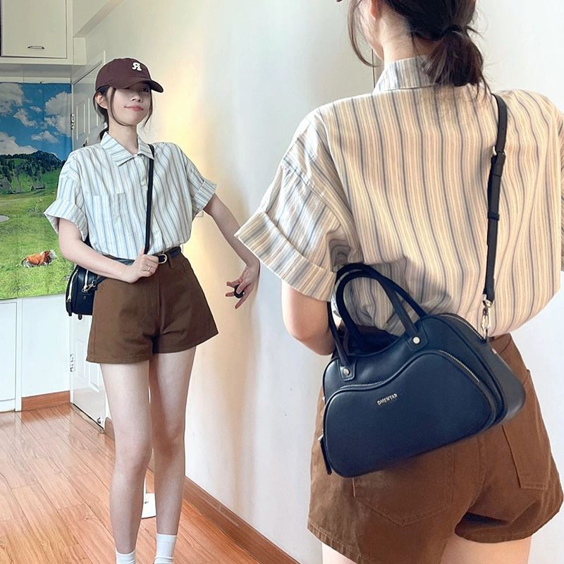 衬衣条纹设计感日系学院风宽松