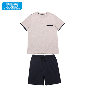 宽松中老年人可外穿男士 睡衣男夏款 大码 薄款 家居服 立领条纹半开衫