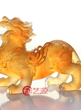 琉璃麒麟镇宅旺财供奉装饰品