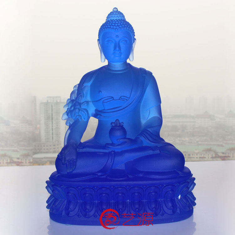 艺源 琉璃药师如来佛像 佛龛佛堂结缘摆件 镇宅 玄关风水供奉26cm