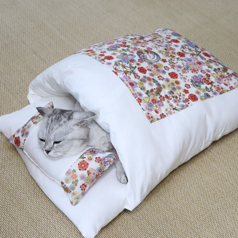 全棉猫睡袋日式猫窝可拆洗猫被窝