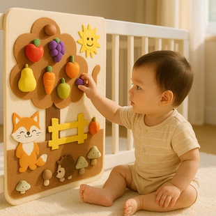 毛毡板水果切切乐玩具忙碌板围栏厨房DIY果蔬摘摘乐切菜素材配件儿童蒙氏早教益智墙上壁挂装饰幼儿园过家家