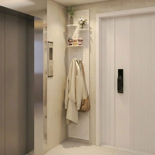 电梯口极窄洞洞板置物架家门口入户玄关定制墙上金属挂墙面收纳架