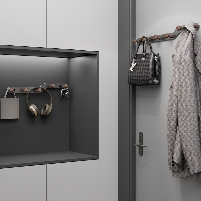 枪灰色门后免打孔挂钩入户门挂衣钩进门玄关衣服包挂衣架壁挂墙上