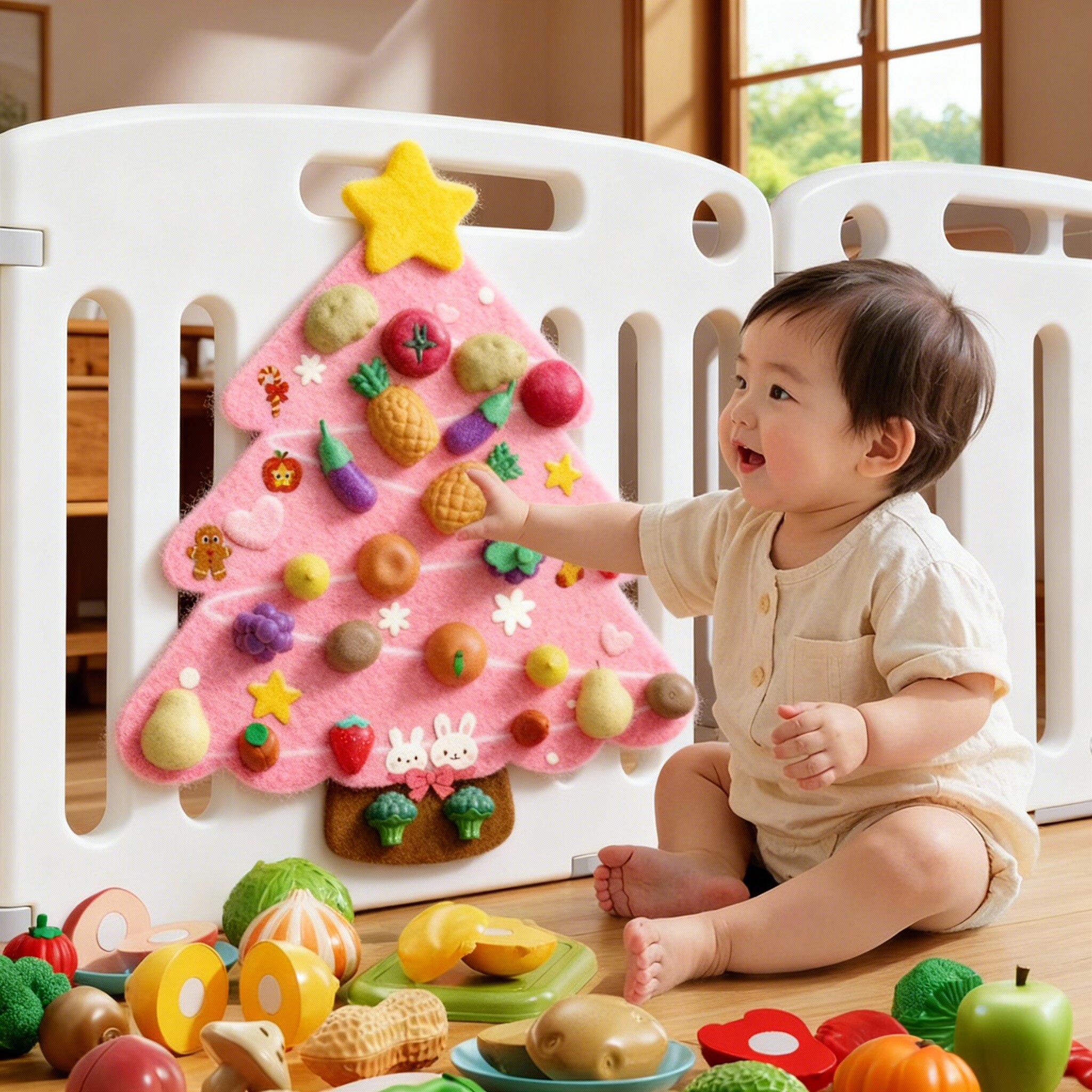 毛毡板水果切切乐婴儿围栏DIY