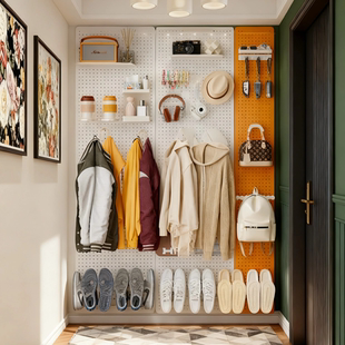 挂钩挂衣架洞洞板墙上壁挂入户置物架挂衣钩衣服放钥匙包包收纳架