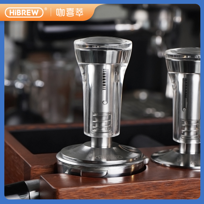 HiBREW咖喜萃不锈钢弹力恒压平底定力弹簧粉锤51/58mm咖啡器套装