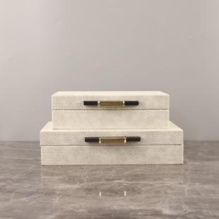 现代简约金属皮革编织纹首饰收纳盒首饰盒客厅卧室衣帽间家居饰品