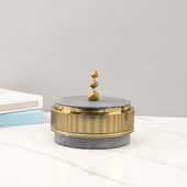 北欧轻奢高档金属皮革首饰收纳盒置物盒客厅卧室梳妆台家居装 饰品