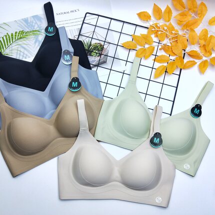 达芬淇905简约无痕无钢圈内衣女 中厚固定乳胶杯防下垂微聚拢文胸