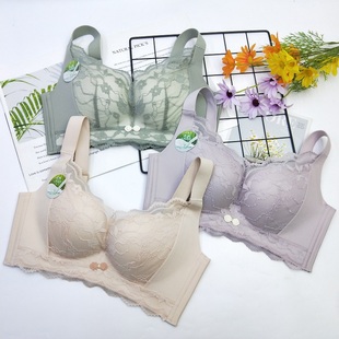 赛芬3715性感蕾丝乳胶杯无磁无钢圈文胸薄杯侧收防下垂聚拢内衣女