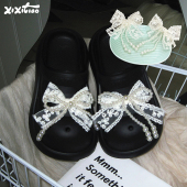扣百搭韩系少女心鞋 饰品珍珠蝴蝶结洞洞鞋 花可拆卸配饰 DIY装 时尚