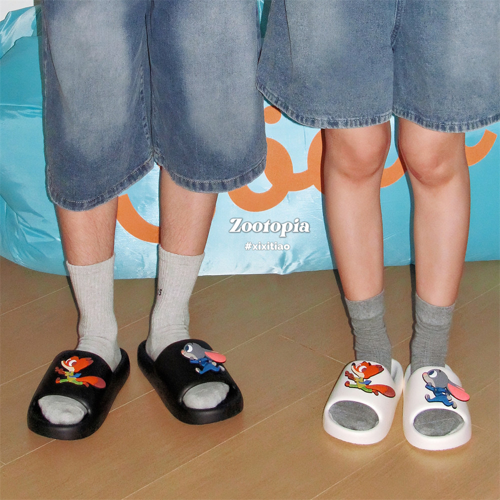 浴室可爱迪士尼朱迪尼克凉拖鞋男女舒适一字居家防滑软底拖鞋夏季