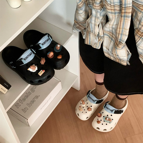 细细条卡皮巴拉水豚洞洞鞋男女