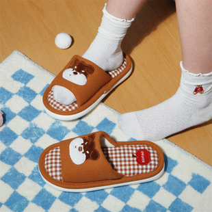 透气软底女士春夏地板鞋呆萌狗狗轻便防滑网红新款高级感棉麻拖鞋