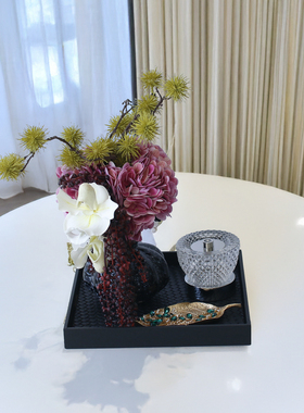 现代轻奢软装花艺摆件样板间托盘