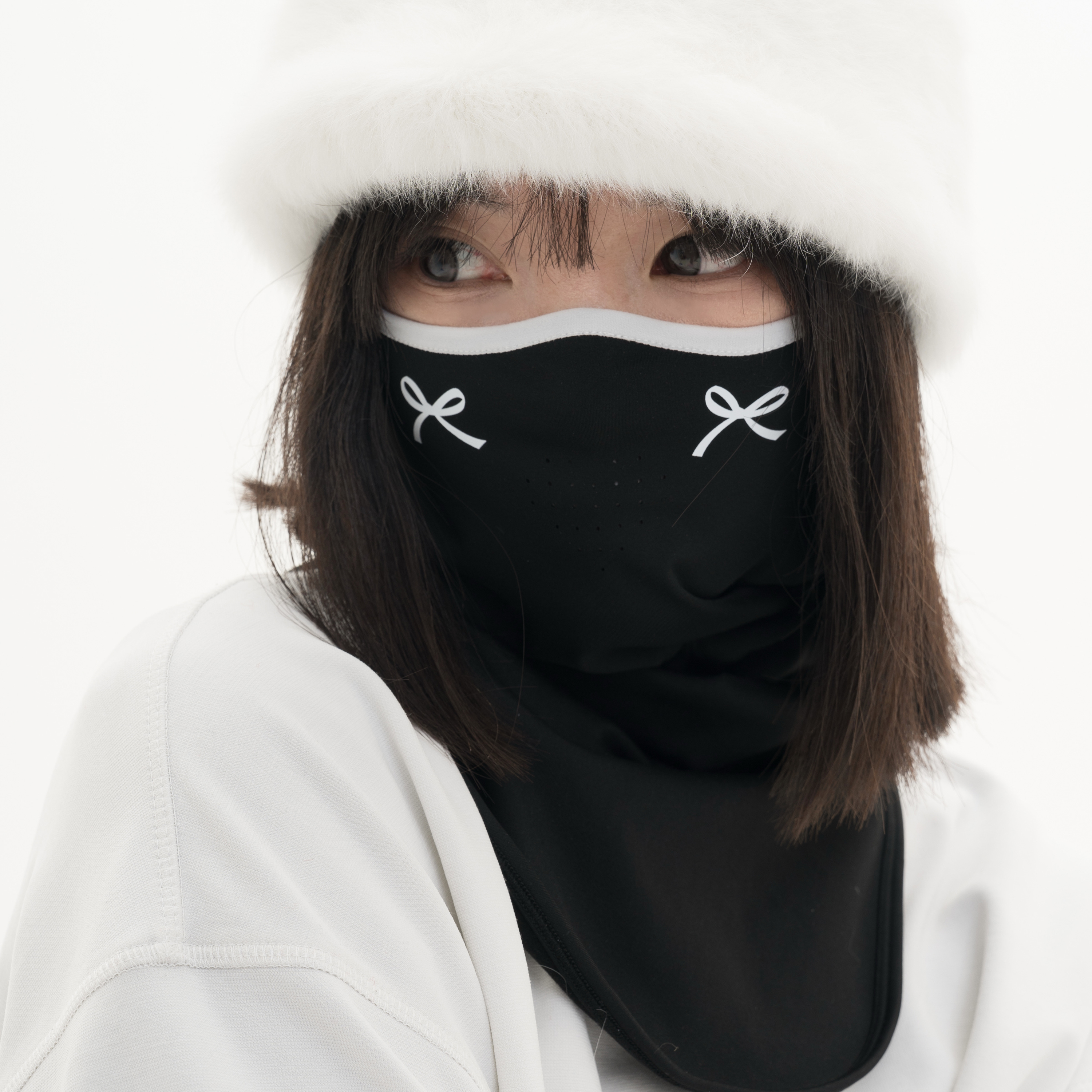 WELEM原创蝴蝶结滑雪护脸锦纶女