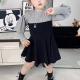 韩拼接长袖 2026洋气宝宝时尚 裙子一体 女童连衣裙春秋款 韩国童装