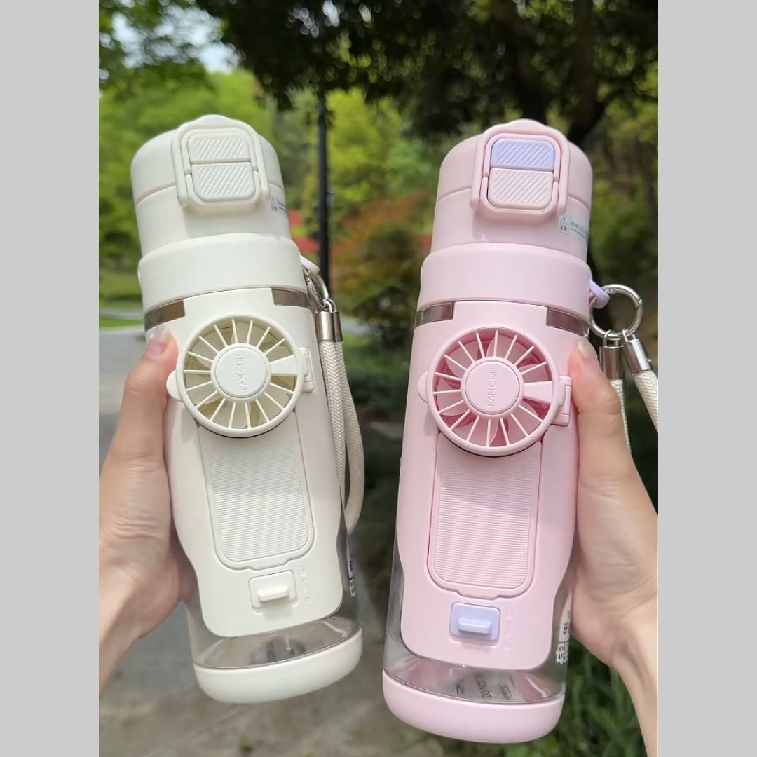 富全风扇水杯男女高颜值2026夏季新款降温运动水壶学生专用随手杯