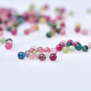 天然碧玺散珠 糖果色七彩小米珠圆珠饰品串珠diy戒指配件