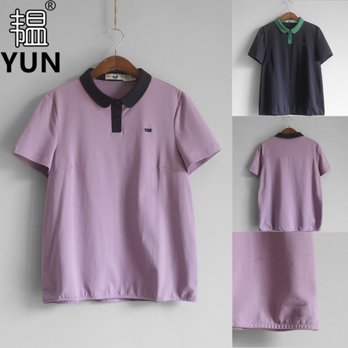 短袖韩版薄款拼色针织棉女装