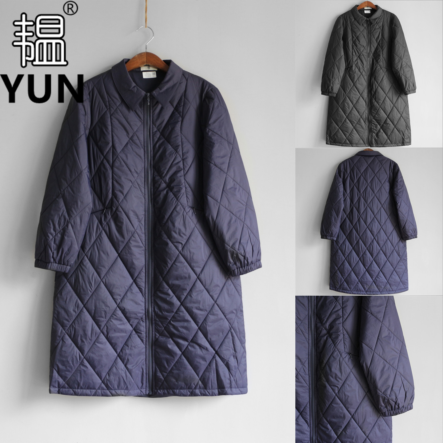 韫棉服长款韩版百搭菱格纹女棉衣