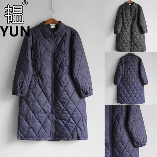 韫棉服长款韩版百搭菱格纹女棉衣