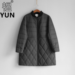 韫中长款韩版通勤压线保暖女棉服