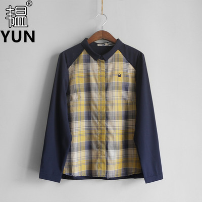 韫直筒韩版单排扣长袖拼料拼接