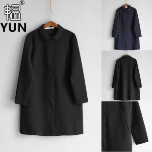 翻领单排扣空气层极简氛围感女长外套 女装 5188 新品 YUN韫2025春季