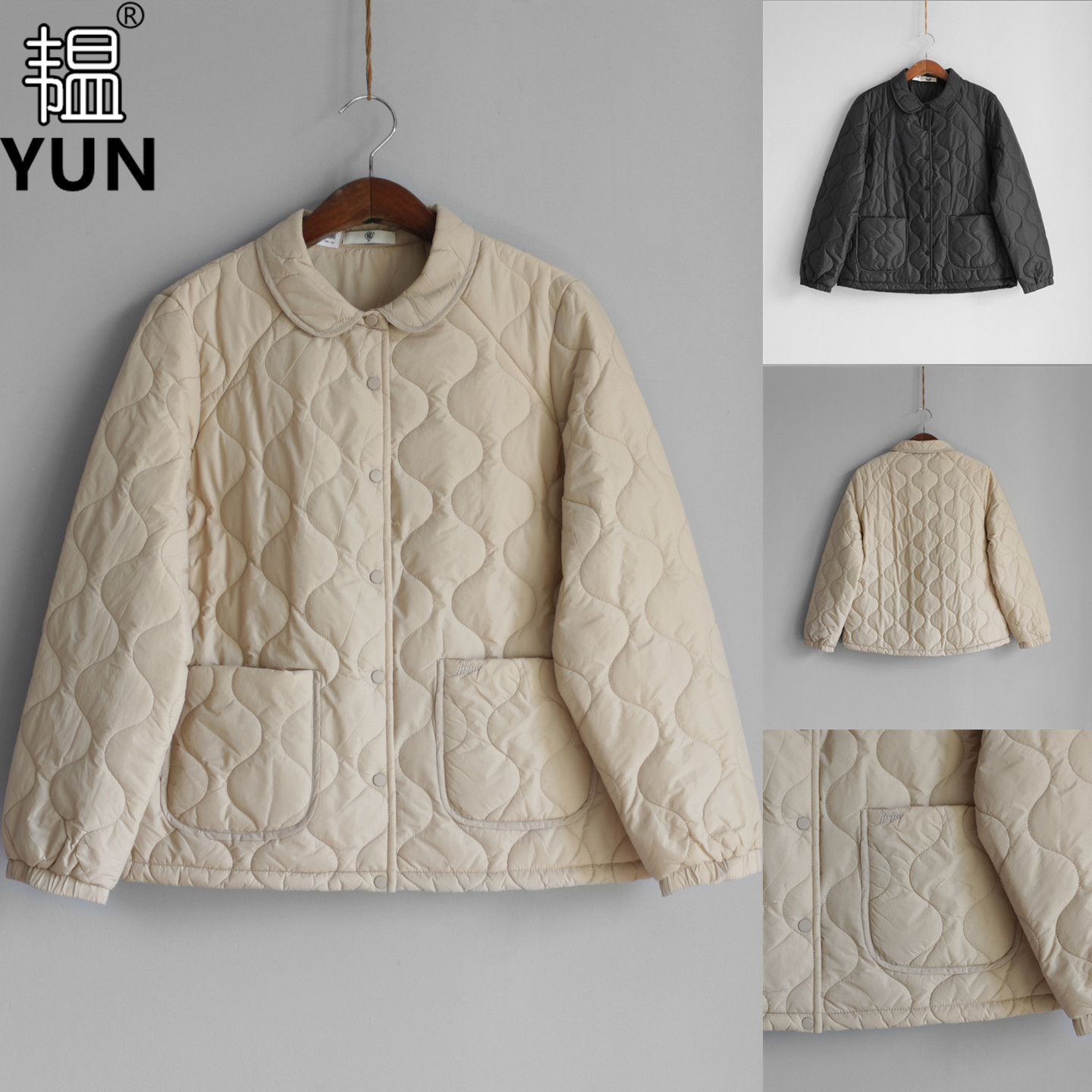韫葫芦纹纯色短款通勤百搭女棉服