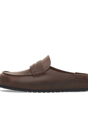 Birkenstock Naples 2.0 时尚潮流半拖 EVA包头拖鞋 男女同款棕色