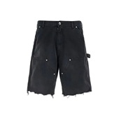 男款 拉链磨边五分牛仔短裤 黑色 Margiela梅森马吉拉 Maison