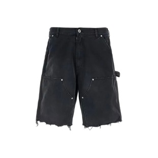 男款 拉链磨边五分牛仔短裤 黑色 Margiela梅森马吉拉 Maison