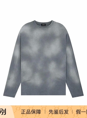 WE11DONE 复古扎染渐变宽松长袖T恤 男女同款 炭灰色