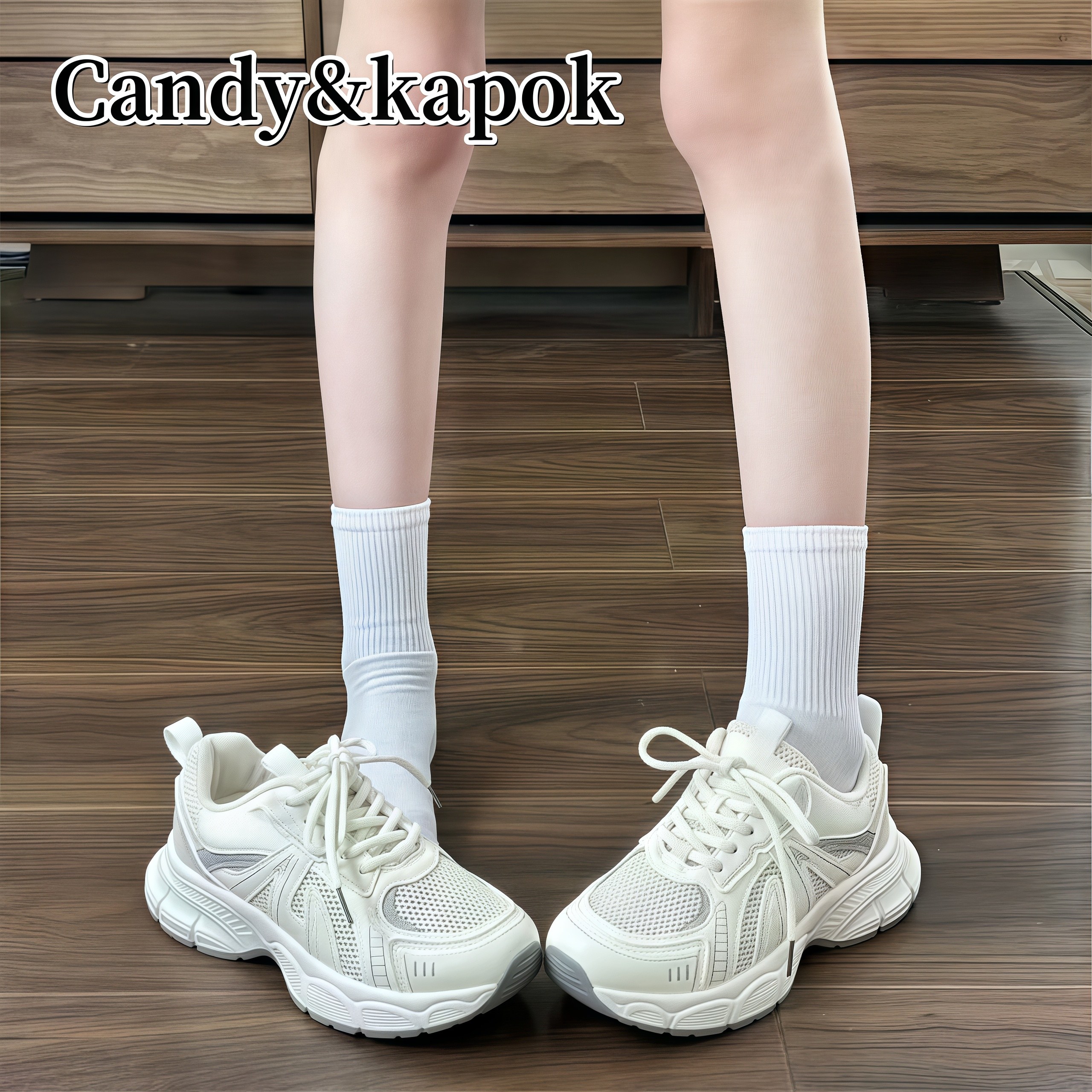 Candy&Kapok潮流同款百搭老爹鞋女鞋休闲鞋跑步鞋网面防滑鞋橡胶