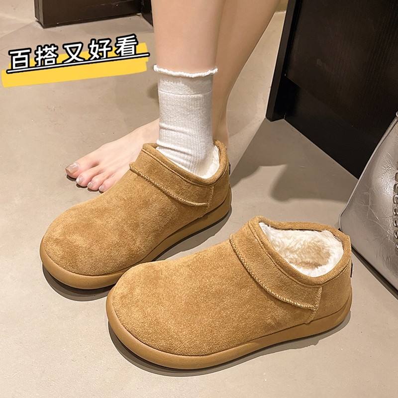 Candy&Kapok冬季小土豆保暖雪地靴女冬季绒面一脚蹬厚底勃肯棉鞋