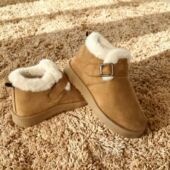 加厚保暖棉靴轻便一脚蹬妈妈鞋 Candy&Kapok勃肯鞋 加绒女鞋