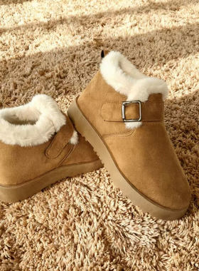 Candy&Kapok勃肯鞋加绒女鞋加厚保暖棉靴轻便一脚蹬妈妈鞋