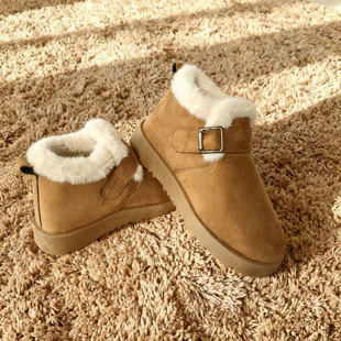 加厚保暖棉靴轻便一脚蹬妈妈鞋 Candy&Kapok勃肯鞋 加绒女鞋