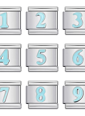 italiancharms模块手链蓝色数字单颗IT23小众情侣闺蜜生日礼物