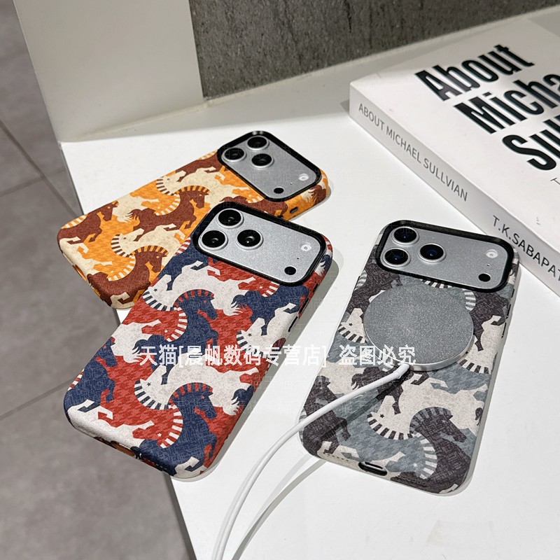 复古布纹涂鸦彩绘内置磁吸圈