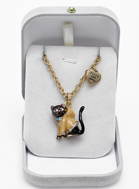 时尚风彩釉镶钻黑色长款毛衣项链