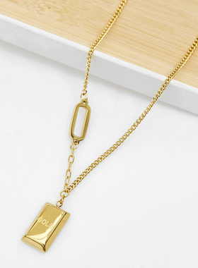 网红时尚暴富小金砖项链