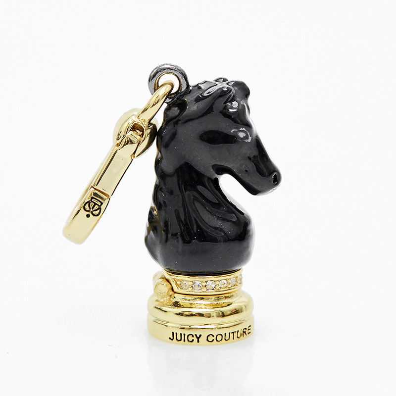 boshuolin juicy欧美珐琅釉黑色马头国际象棋可打开吊坠挂件项链