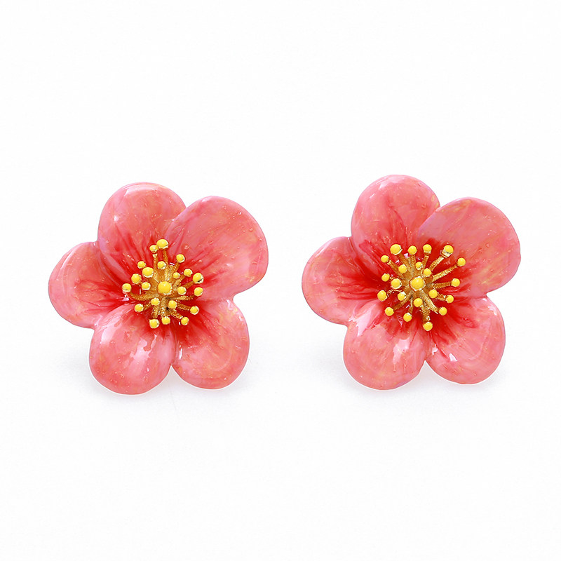 法式时尚潮流珐琅釉腊梅花朵925银针耳钉无耳洞耳夹女原创手饰品,饰品/流行首饰/时尚饰品新,耳环,淘宝优惠券,粉丝福利购,淘宝优惠卷