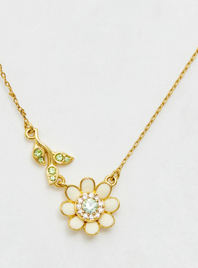 juicy雏菊花朵绿叶项链