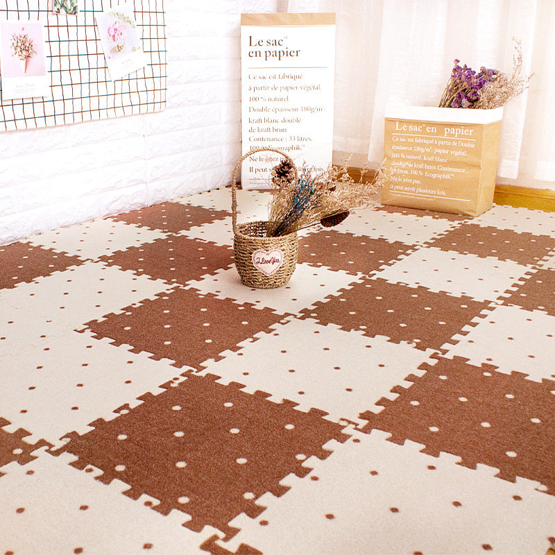 环保家用绒面地毯儿童爬爬垫卧室满铺客厅泡沫地垫方块毯拼接地垫