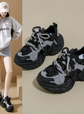 ins韩版新款老爹鞋女2025秋季学生运动跑步休闲鞋厚底增高鞋FB896